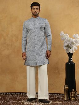 Jompers - Grey Paisley Jacquard Silk Jacket and Pyjama