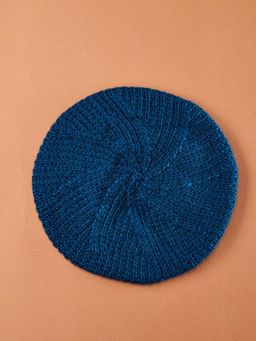 Fabindia - Teal Acrylic Woven Beanie Cap