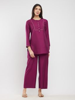 Pink Fort - Silk Blend Solid Co-Ord (Set of 2)