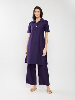 Pink Fort - Purple Silk Blend Co-Ord (Set of 2)