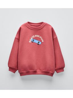 Alan Jones - Pink Cotton Front and Back Graphic Print Kids Oversize Sweatshirt