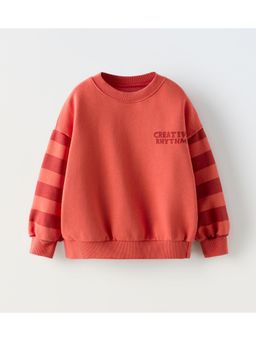 Alan Jones - Reddish Cotton Placement Print Kids Oversize Sweatshirt