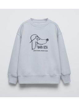 Alan Jones - Light Blue Boys Cotton Placement Print Oversized Sweatshirt
