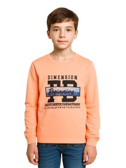CAVIO - Boys Orange Regular Fit Round Neck Full Sleeve Sweatshirt