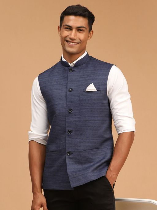 Vastramay Mens Blue Nehru Jacket