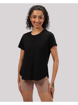 Blissclub - Womens Black Cotton Pro Curved Hem Tee