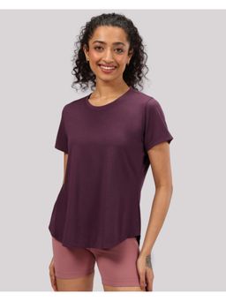Blissclub - Womens Wine Cotton Pro Curved Hem Tee