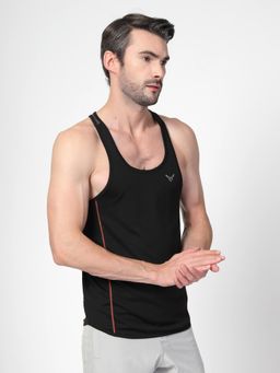 INVINCIBLE - Mens Black Fitness Stringer Tank
