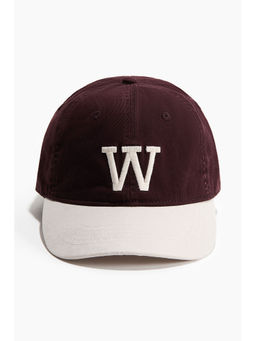 H&M - Men Red Embroidered-Motif Cotton Cap