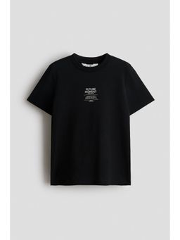 H&M - Boys Black Printed Cotton T-Shirt