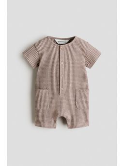 H&M - Unisex Brown Cotton Romper Suit