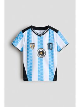 H&M - Unisex White Printed Football T-Shirt