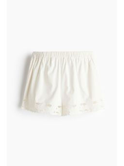 H&M - Women White Lace-Trimmed Cotton Twill Shorts