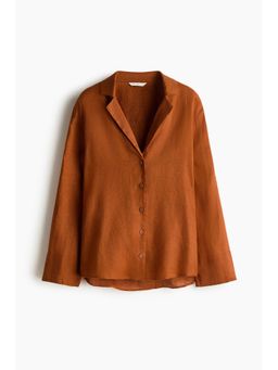 H&M - Women Orange Oversized Linen Shirt