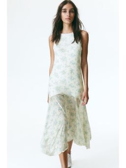 H&M - Women White Patterned Mesh Dress