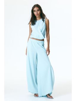 H&M - Women Turquoise Wide Wrap-Detail Trousers