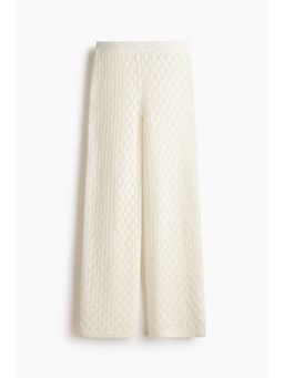 H&M - Women White Pointelle-Knit Trousers