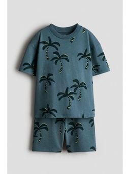 H&M - Boys Turquoise 2-Piece T-Shirt And Sweatshorts Set