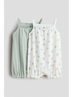 H&M - Girls White 2-Pack Cotton Romper Suits