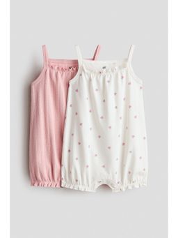 H&M - Girls Pink 2-Pack Cotton Romper Suits