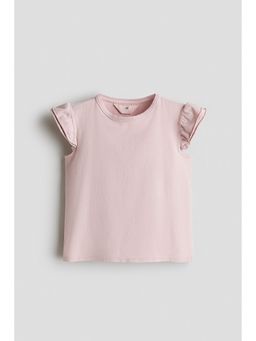 H&M - Girls Pink Flutter-Sleeved Top