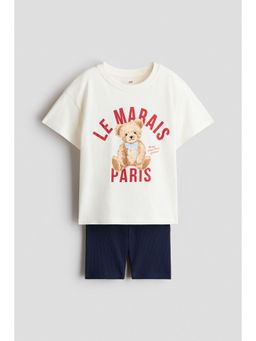 H&M - Girls Blue 2-Piece Cotton Jersey Set