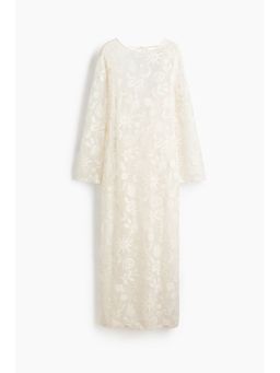 H&M - Women White Motif-Detail Net Dress