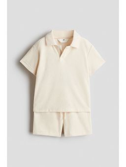 H&M - Boys Beige 2-Piece Velour Set