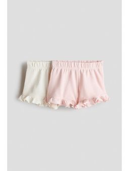 H&M - Girls Pink 2-Pack Frill-Trimmed Shorts