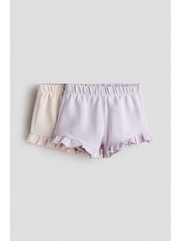 H&M - Girls Purple 2-Pack Frill-Trimmed Shorts