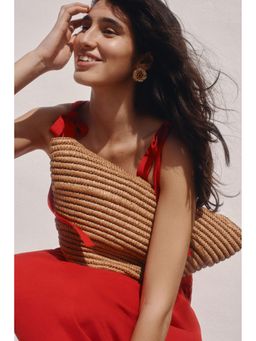 H&M - Women Red Linen-Blend Tie-Strap Top