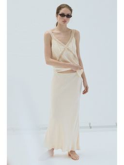 H&M - Women Beige Viscose-Blend Slip Skirt