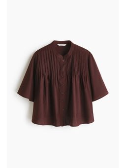 H&M - Women Brown Pintucked Cotton Blouse