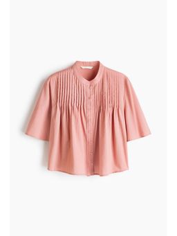 H&M - Women Pink Pintucked Cotton Blouse