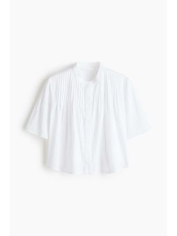 H&M - Women White Pintucked Cotton Blouse