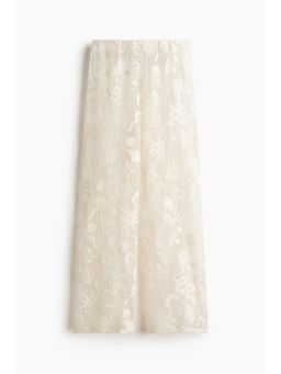 H&M - Women White Motif-Detail Net Trousers
