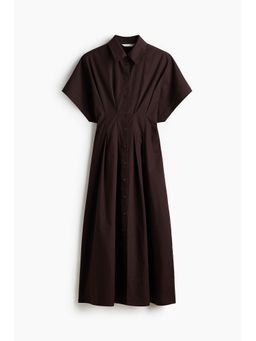 H&M - Women Brown Waisted Cotton Shirt Dress