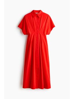 H&M - Women Red Waisted Cotton Shirt Dress