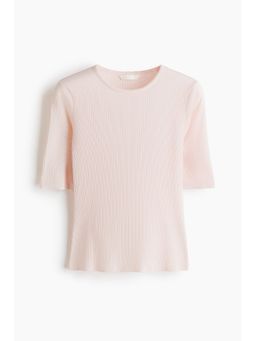 H&M - Women Pink Pointelle Jersey T-Shirt