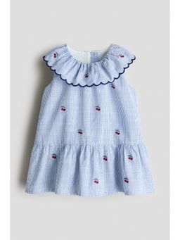 H&M - Girls Blue Embroidery-Detail Dress