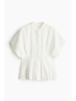 H&M - Women White Waisted Viscose-Blend Shirt