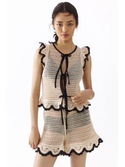H&M - Women White Flounced Crochet-Look Top