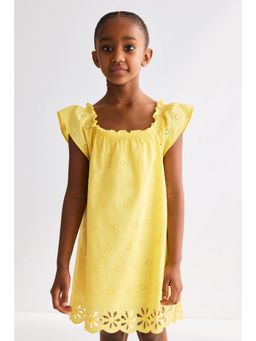 H&M - Girls Yellow Broderie Anglaise Cotton Dress