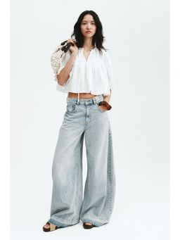 H&M - Women White Cropped Cotton Blouse