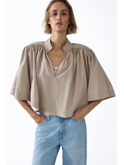H&M - Women Beige Shoulder-Pad Cape Blouse