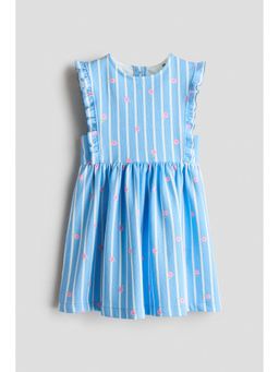 H&M - Girls Blue Frill-Trimmed Cotton Dress