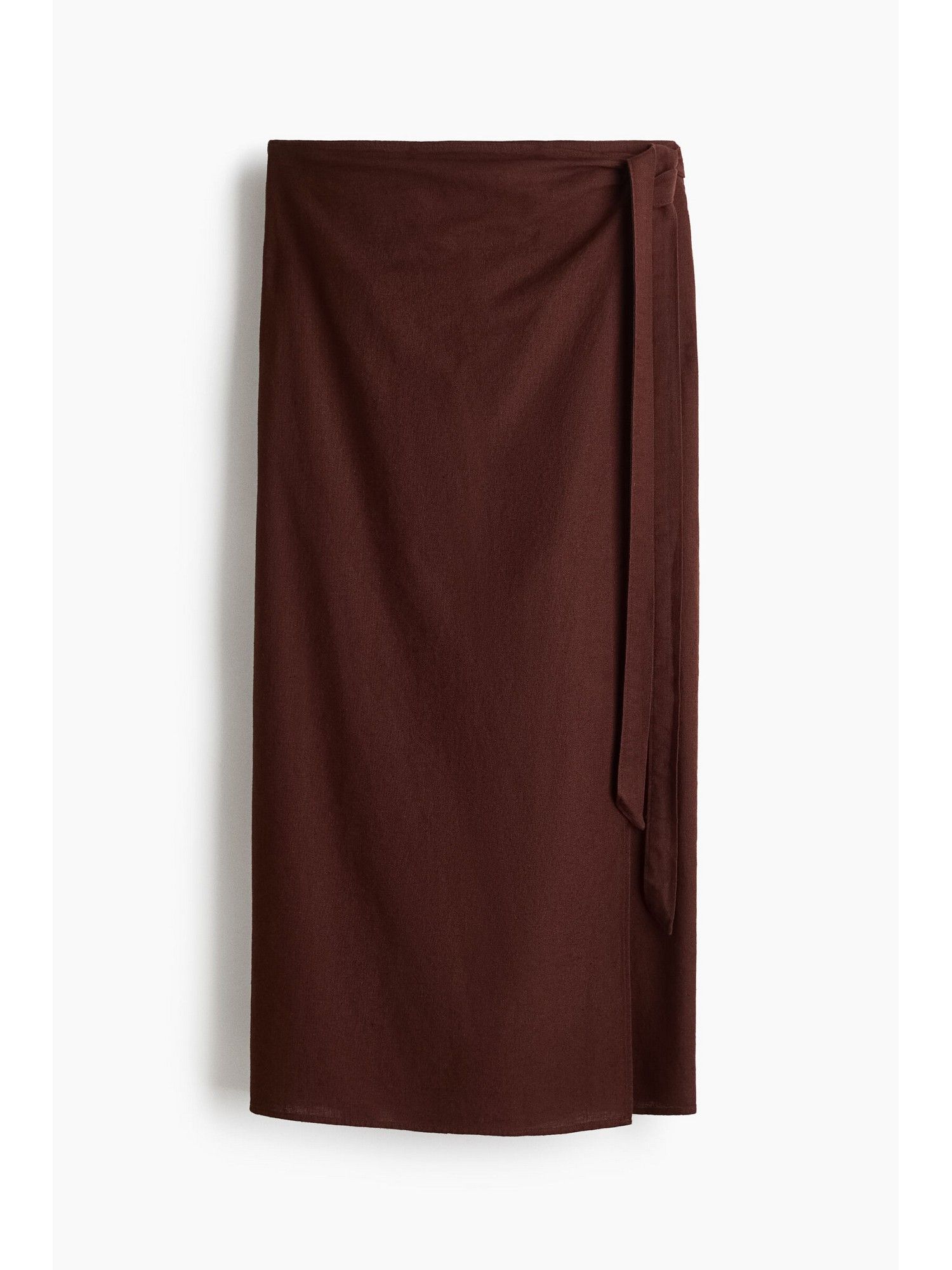 h&m Women Brown Linen-Blend Wrap Skirt-picture-27