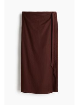 H&M - Women Brown Linen-Blend Wrap Skirt