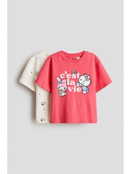 H&M - Girls Red 2-Pack Printed T-Shirts