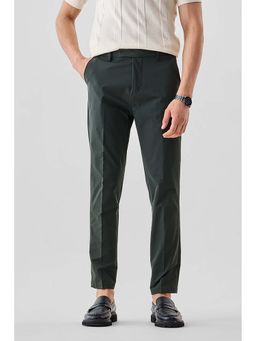 Snitch - Dark Green Solid Slim Casual Chinos for Men
